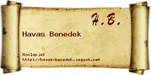 Havas Benedek névjegykártya